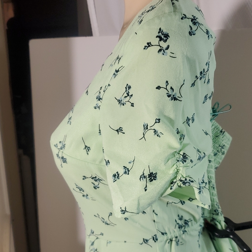 Leith green Floral Square Neck Country Midi Dress Size L - Picture 4 of 11